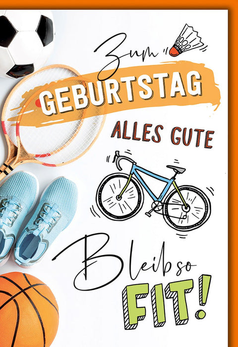 Geburtstagskarte Männer – Sportliche Grüße mit Fahrrad und Fitness - Motiven