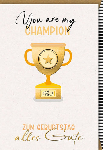 Geburtstagskarte Männer - Vintage Champion Pokal Design mit Goldsternen, Elegante Glückwunschkarte