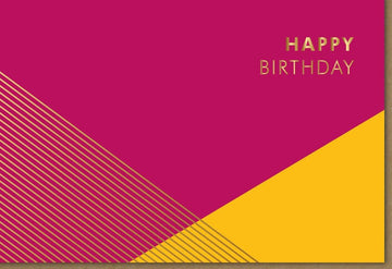 Geburtstagskarte Midoro Design - Stilvolle Glückwunschkarte mit Goldprägung, Premium Feinkarton in Rot Gelb für Erwachsene, Modern & Edel