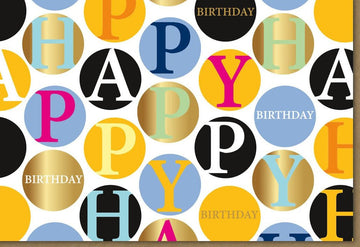 Geburtstagskarte - Midoro Stilvolle Happy Birthday Karte mit Bunten Kugeln & Goldakzenten, Elegantes Party - Design für Erwachsene und Jugendliche