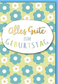 Geburtstagskarte mit Applikation & Folienprägung - Stilvolle Glückwünsche in Grün & Türkis, Blumenmuster für Erwachsene & Jugendliche