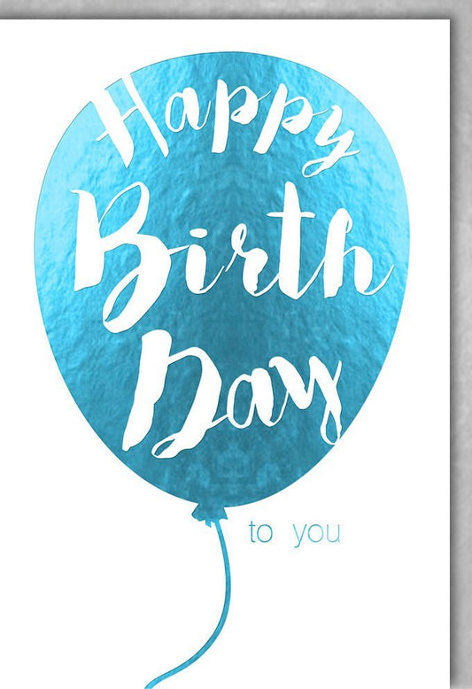 Geburtstagskarte mit Ballon - Design - Blaue Glückwunschkarte für Jubiläum und Feierlichkeiten
