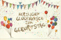 Geburtstagskarte mit Ballons & Wimpelkette – Festliche Glückwünsche zum Geburtstag