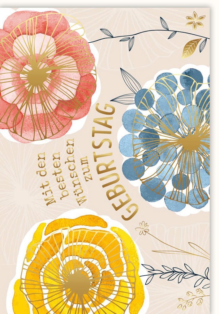 Geburtstagskarte mit Blumenmuster – Moderne Glückwunschkarte für stilvolle Geburtstagsgrüße und festliche Anlässe