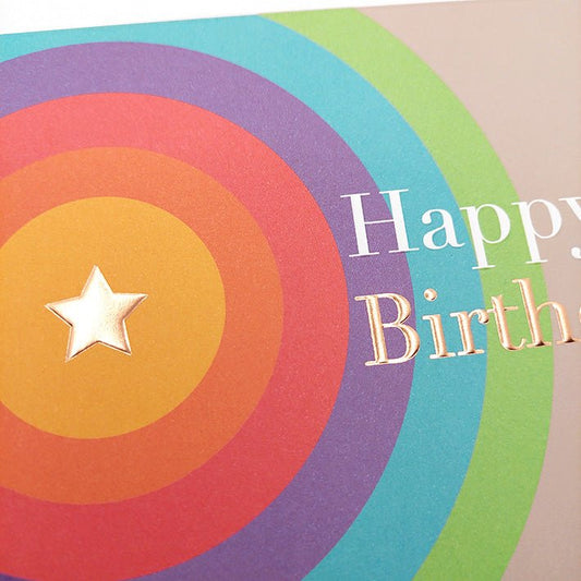 Geburtstagskarte mit bunten Kreisen und goldfarbenem Stern Happy Birthday moderne Glückwunschkarte zum Geburtstag für besondere Wünsche