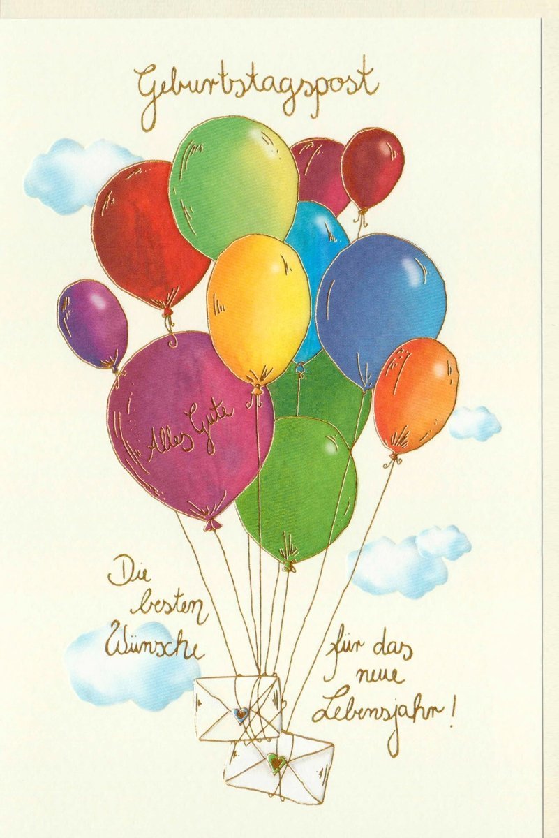 Geburtstagskarte mit bunten Luftballons – Fröhliche Glückwünsche "Alles Gute" für jedes Lebensjahr und jede Feier