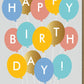 Geburtstagskarte mit bunten Luftballons und Happy Birthday Schriftzug fröhliche Glückwunschkarte zum Geburtstag für Kinder und Erwachsene