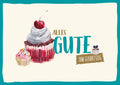Geburtstagskarte mit Cupcake-Motiv: Bunte Illustration für herzliche Grüße an Freunde, Familie oder Kollegen