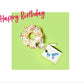 Geburtstagskarte mit Donut - Design - Bunte "Happy Birthday" Glückwünsche, Konfetti - Look, Modern & Elegant, Inklusive Geschenkanhänger