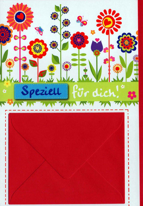 Geburtstagskarte mit Geldfach: Fröhliche Blumenpracht für besondere Anlässe