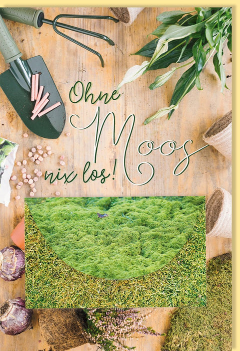 Geburtstagskarte mit Geldkuvert - Humorvolle Finanzspritze im Moos - Design, Kreatives Wortspiel für Geldgeschenke, Grün Natur Stil