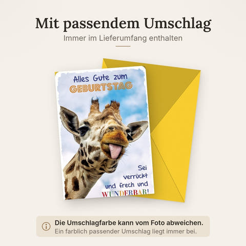 Geburtstagskarte mit Giraffenmotiv – Humorvolle und Bunte Karte für Witzige Geburtstagsgrüße