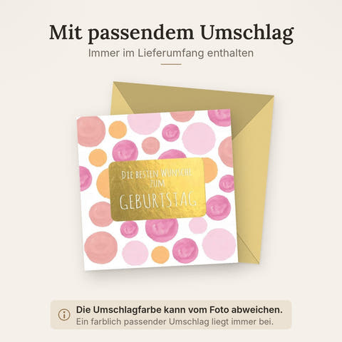 Geburtstagskarte mit goldener Prägung und bunten Punkten edle Doppelkarte zum Geburtstag stilvolle Glückwunschkarte für Frauen und Männer