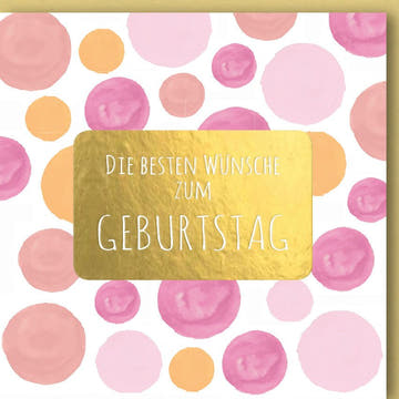 Geburtstagskarte mit goldener Prägung und bunten Punkten edle Doppelkarte zum Geburtstag stilvolle Glückwunschkarte für Frauen und Männer