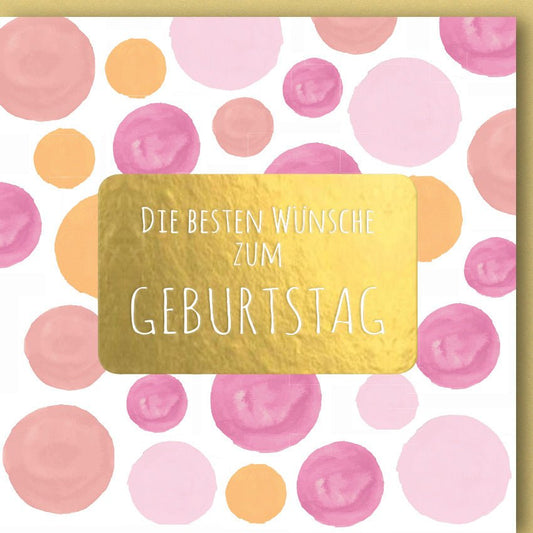 Geburtstagskarte mit goldener Prägung und bunten Punkten edle Doppelkarte zum Geburtstag stilvolle Glückwunschkarte für Frauen und Männer