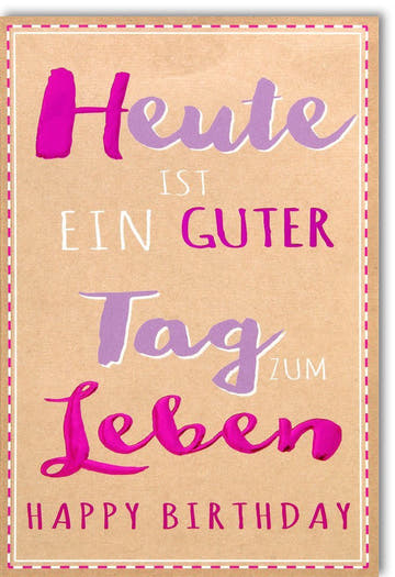 Geburtstagskarte mit Handlettering: Bunte "Happy Birthday" Karte, Moderne Typografie auf Kraftpapier, Lebensfreude pur