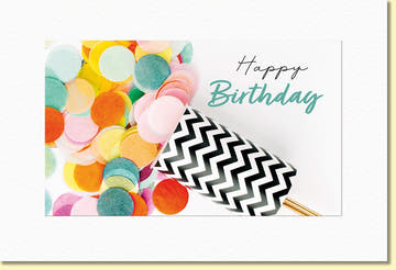 Geburtstagskarte mit Konfetti und Popper fröhliche Glückwunschkarte zum Geburtstag farbenfrohes Design für Geburtstagsgrüße