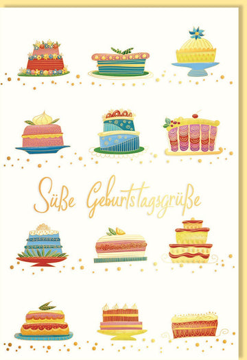Geburtstagskarte mit Kuchenmotiv - Fröhliche Glückwünsche für Kinder & Erwachsene, Gelb, Perfekt für jeden Anlass