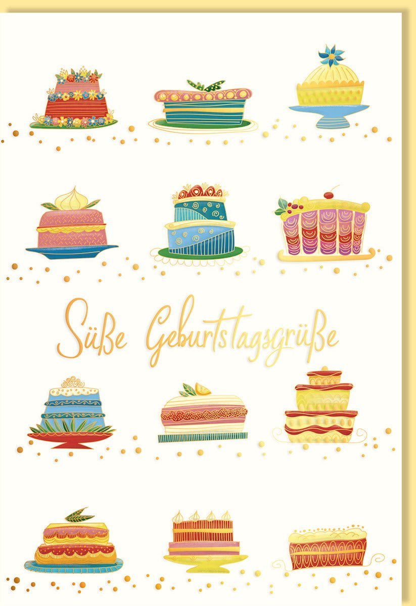 Geburtstagskarte mit Kuchenmotiv - Fröhliche Glückwünsche für Kinder & Erwachsene, Gelb, Perfekt für jeden Anlass