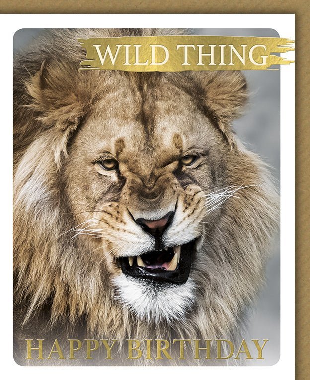 Geburtstagskarte mit Löwen – "Wild Thing" Humorvolle Tier - Grußkarte zum Geburtstag