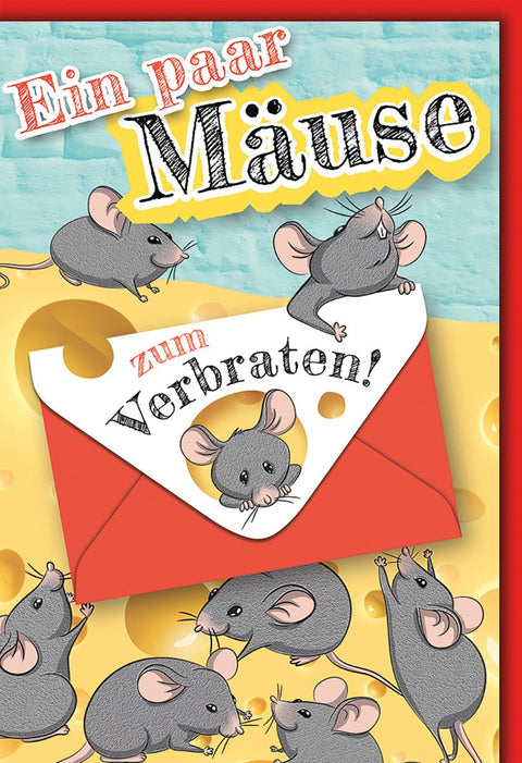 Geburtstagskarte mit Mäusen: Humorvolles Design, bunte Farben, perfekt für Tierliebhaber!
