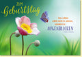 Geburtstagskarte mit Mohnblume und Schmetterling inspirierender Spruch farbenfrohe Glückwunschkarte zum Geburtstag