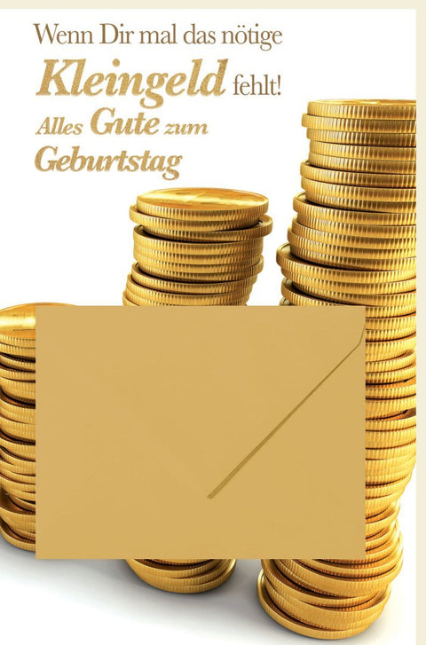 Geburtstagskarte mit Münzenmotiv – Humorvolle Geldgeschenkidee im Spardosen - Design für Finanzspaß, Goldschatz - Sammeln – Perfekt für Geburtstagsfeiern