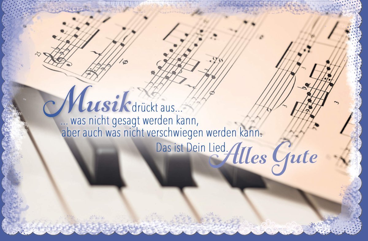 Geburtstagskarte mit Musiknoten & Klaviermotiv - "Alles Gute" für herzliche Glückwünsche und besondere Momente