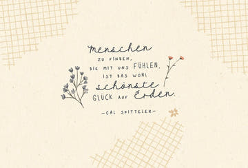 Geburtstagskarte mit Spruch – Elegante Schriftkarte auf Zuckerrohrpapier, Blumen Vintage - Stil, Zitat in neutralen Farben
