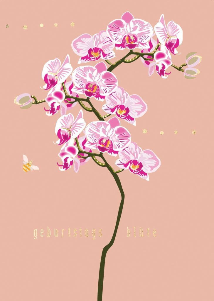 Geburtstagskarte mit Spruch - Orchidee als blühender Gruß für besondere Anlässe