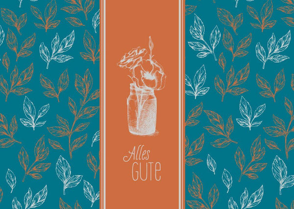 Geburtstagskarte mit Spruch: Vase und Blüten - Alles Gute Illustration