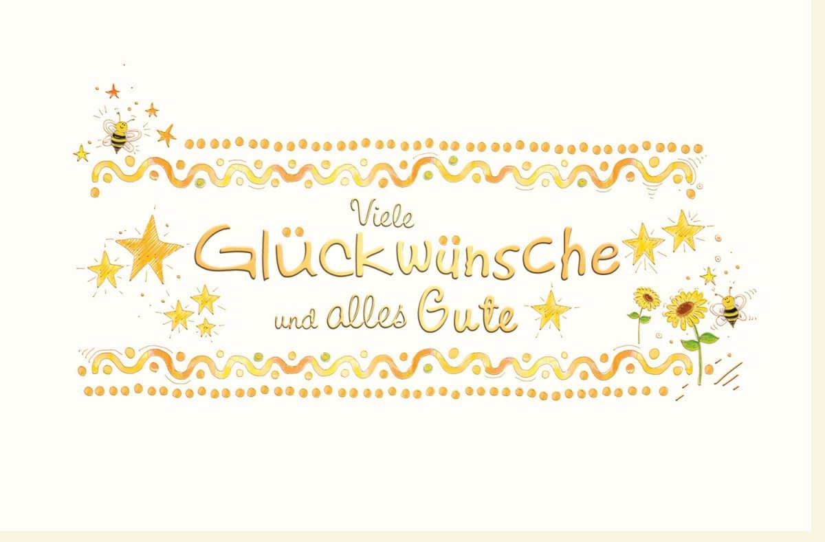 Geburtstagskarte mit Sternen & Bienen - Neutrale Karte für Feier, Punkte & Linien Design, Allzweckkarte für Glückwünsche und Freude