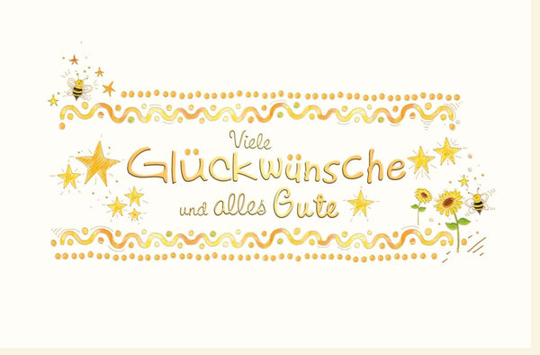 Geburtstagskarte mit Sternen & Bienen - Neutrale Karte für Feier, Punkte & Linien Design, Allzweckkarte für Glückwünsche und Freude