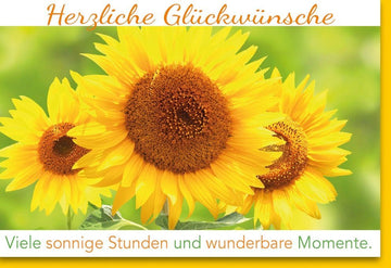 Geburtstagskarte mit strahlendem Sonnenblumenmotiv – Herzliche Glückwünsche zum Geburtstag