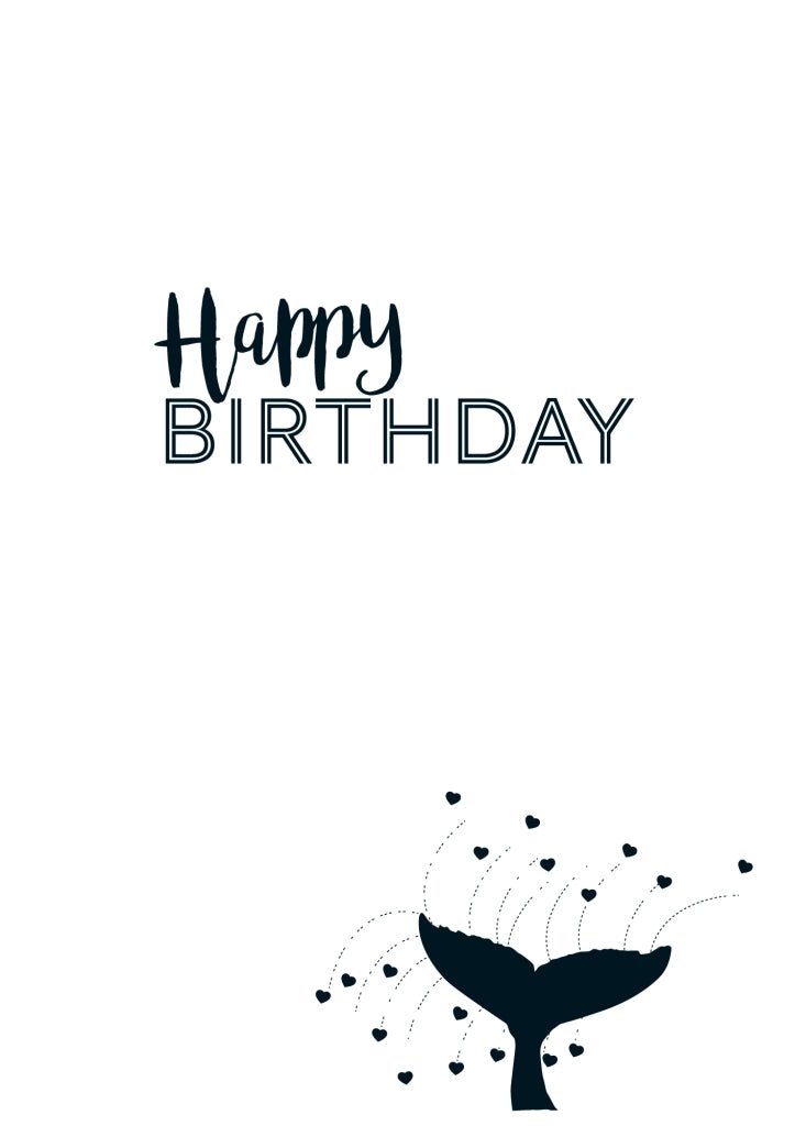 Geburtstagskarte mit Walflosse – Stilvolles Schwarz - Weiß Design für Meerestier - Liebhaber, Perfekt für Geburtstagsgrüße