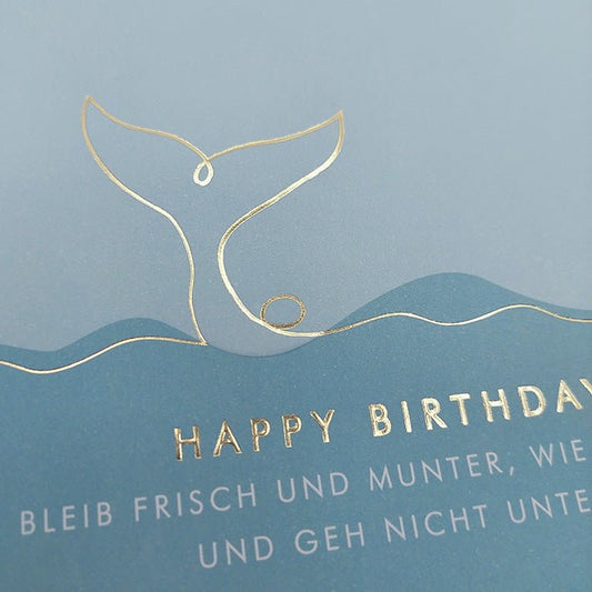 Geburtstagskarte mit Walflosse und Spruch Happy Birthday maritimes Design Glückwunschkarte Geburtstag für Freunde und Familie