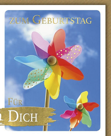 Geburtstagskarte mit Windrad & Blumen – Fröhliche Glückwunschkarte für besondere Geburtstagsgrüße online kaufen