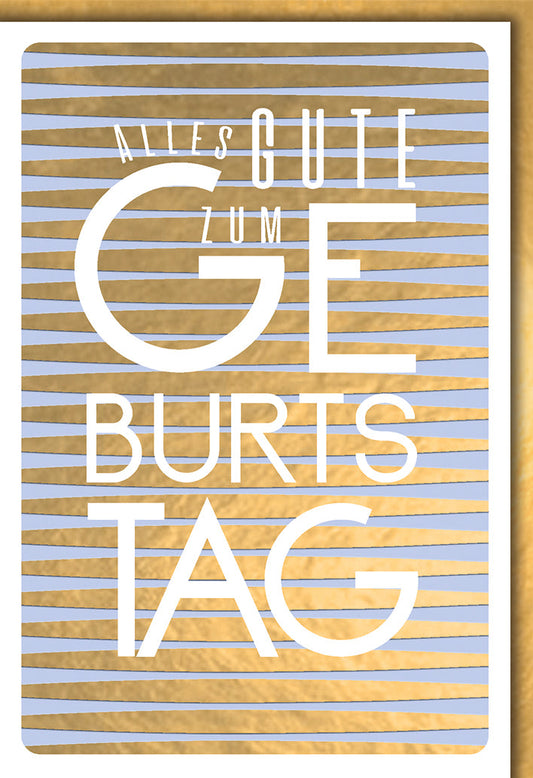 Geburtstagskarte Geschäftlich – Goldene Streifen mit modernem Typografie-Design