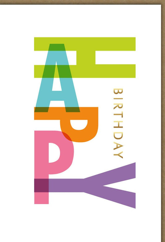 Geburtstagskarte - Modernes Typografie - Design, Bunte Buchstaben für Erwachsene & Jugendliche, Kreative Geschenkidee für Freunde & Familie
