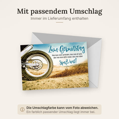 Geburtstagskarte Motorrad Offroad Spaß zum Geburtstag mit Spruch für Motorsport-Fans originelle Glückwunschkarte Abenteuer