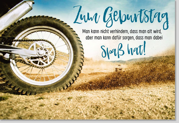 Geburtstagskarte Motorrad Offroad Spaß zum Geburtstag mit Spruch für Motorsport-Fans originelle Glückwunschkarte Abenteuer