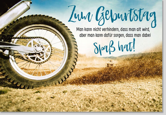 Geburtstagskarte Motorrad Offroad Spaß zum Geburtstag mit Spruch für Motorsport - Fans originelle Glückwunschkarte Abenteuer
