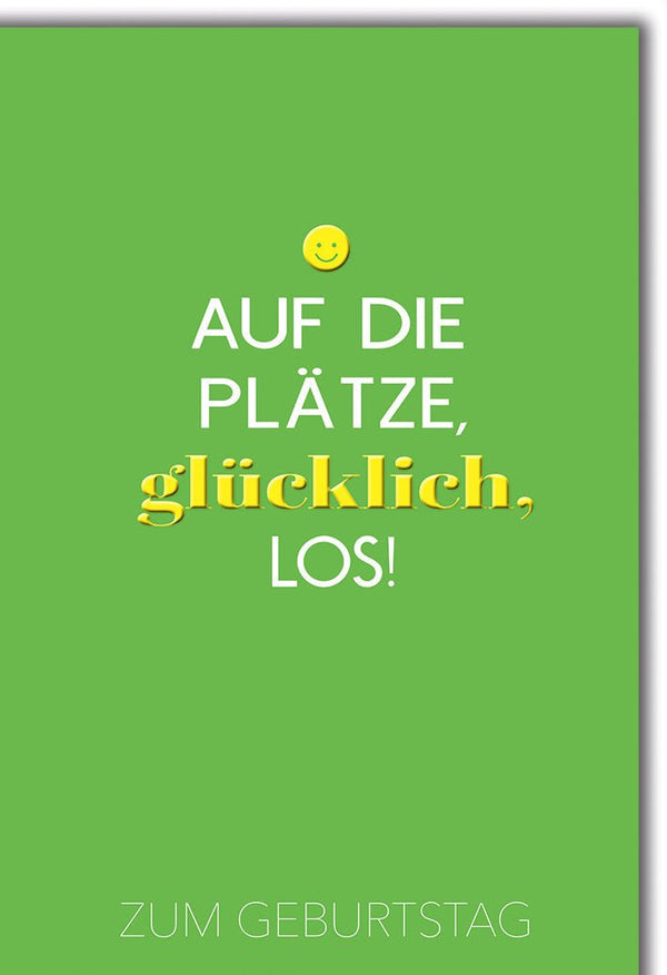Geburtstagskarte Neutral – Grüner Hintergrund mit fröhlichem Smiley und Motivationsspruch