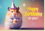 Geburtstagskarte niedlicher Hamster mit Partyhut und Kuchen lustige Glückwunschkarte zum Geburtstag für Kinder und Tierfreunde