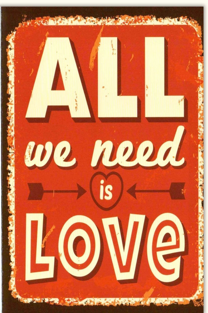 Geburtstagskarte Retro Liebe - Vintage "All We Need Is Love" mit Nostalgischem Design & Handlettering