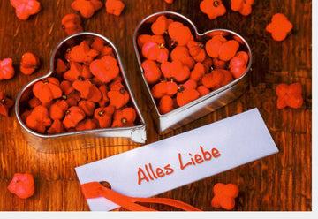 Geburtstagskarte - Romantische Karte mit Herzen & Blumen, "Alles Liebe" für Jubiläum & Feier