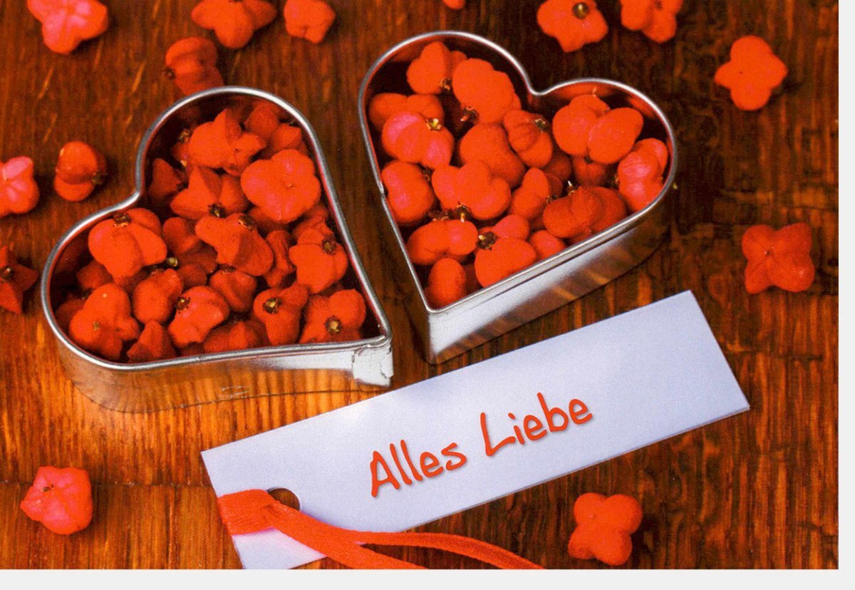 Geburtstagskarte - Romantische Karte mit Herzen & Blumen, "Alles Liebe" für Jubiläum & Feier