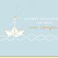 Geburtstagskarte schöne Aussichten für dein neues Lebensjahr mit Papierboot maritimes Design Glückwunschkarte Geburtstag blau gold modern