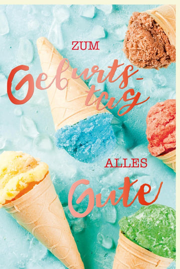 Geburtstagskarte "Sommerliche Erfrischung" - Buntes Eiswaffel - Motiv mit Fröhlichen Wünschen