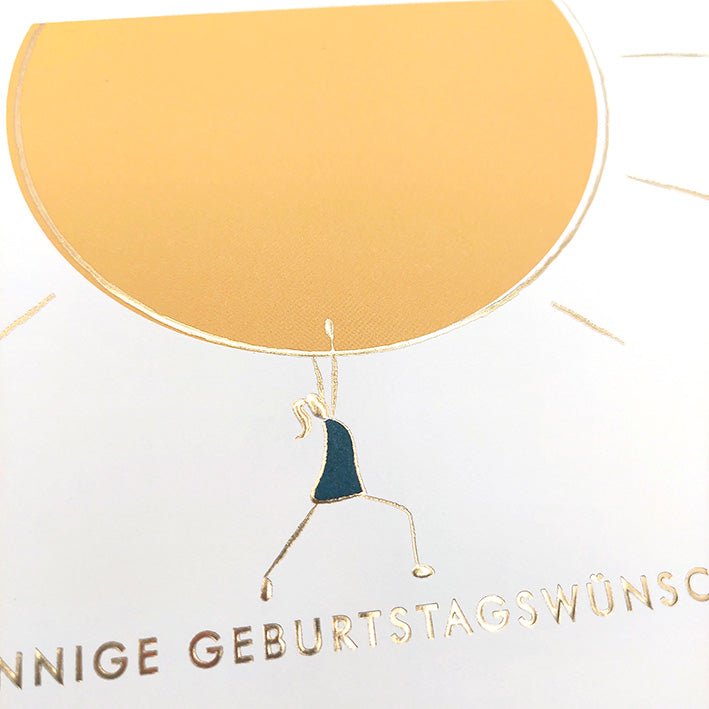 Geburtstagskarte sonnige Geburtstagswünsche mit großer Sonne und Illustration moderne Glückwunschkarte für Geburtstag hochwertig Klappkarte